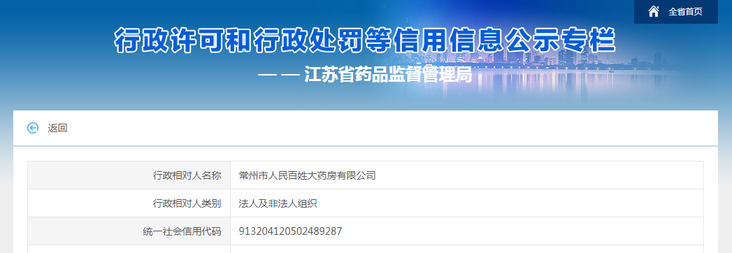 江苏省药监局行政处罚信息（苏药监（常）行罚〔2023〕06号）